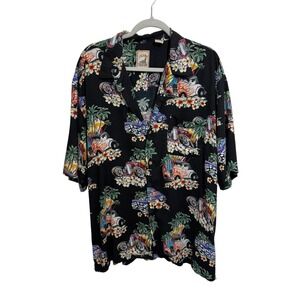Vintage Island Collection Hot Rod Hawaiian Aloha Shirt Mens XL
